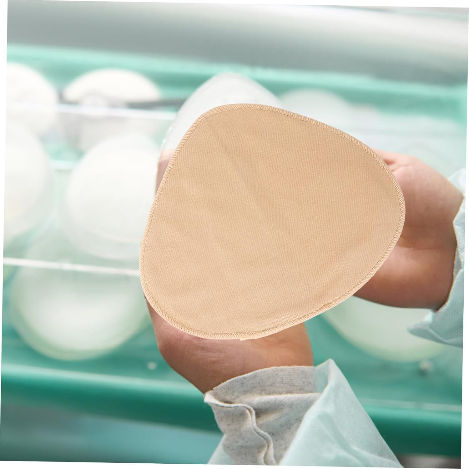 Bra Pad Sleeve Cotton Cover Khaki L, Prosthesis Cover for Women, Bra Accessories Inserts, Lightweight Breathable Pad Protector for Daily Wear image number 5