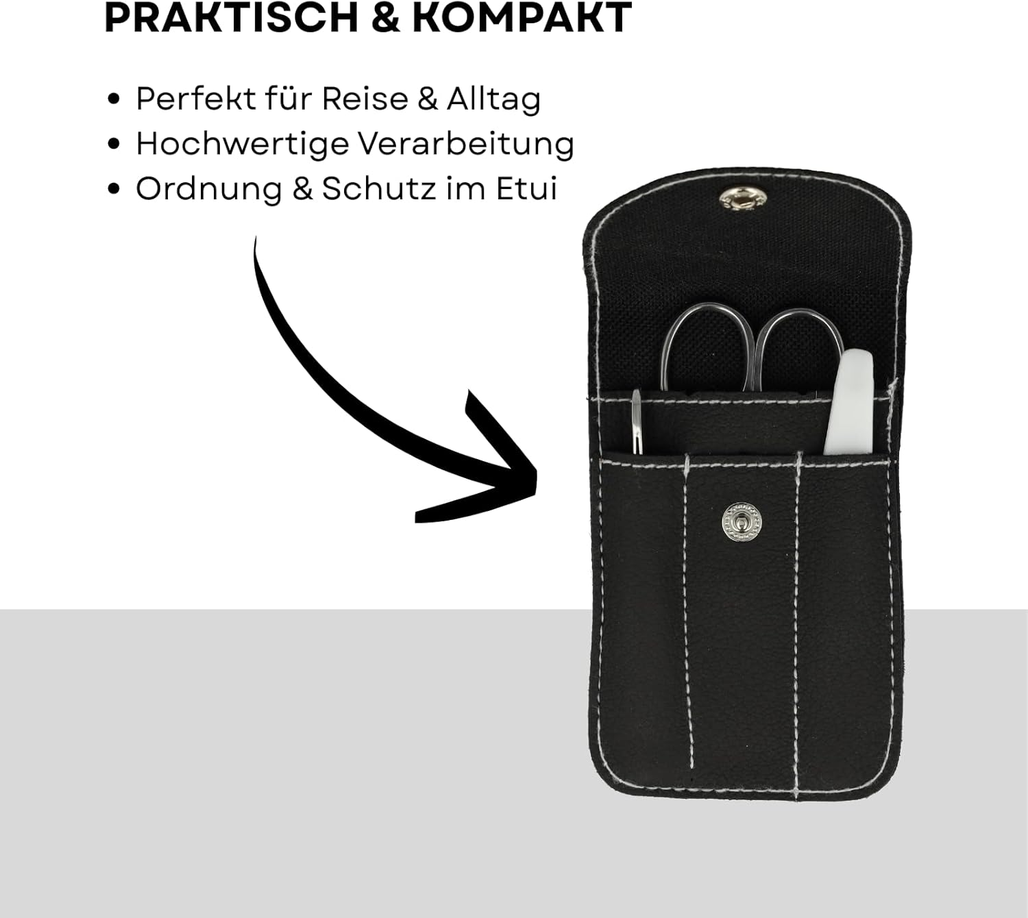 Clauss Nail Care Set with Scissors, File and Tweezers | Premium Nail Set for Manicure and Pedicure | Nail Case for Everyday and Travel | BC-S10044