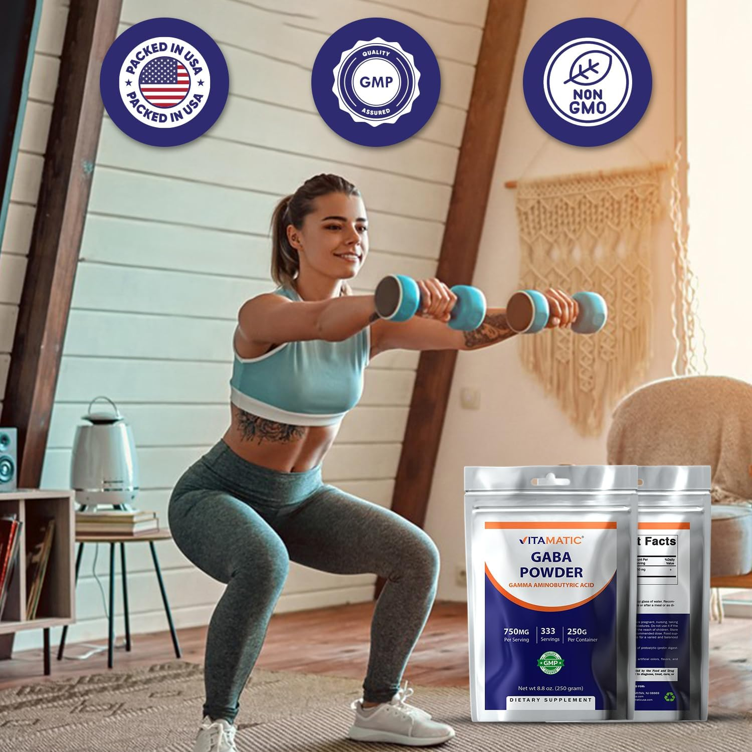 Vitamatic Gamma Aminobutyric Acid Powder 750 Mg per Serving - 250 Grams - Also Called GABA - 333 Servings image number 6