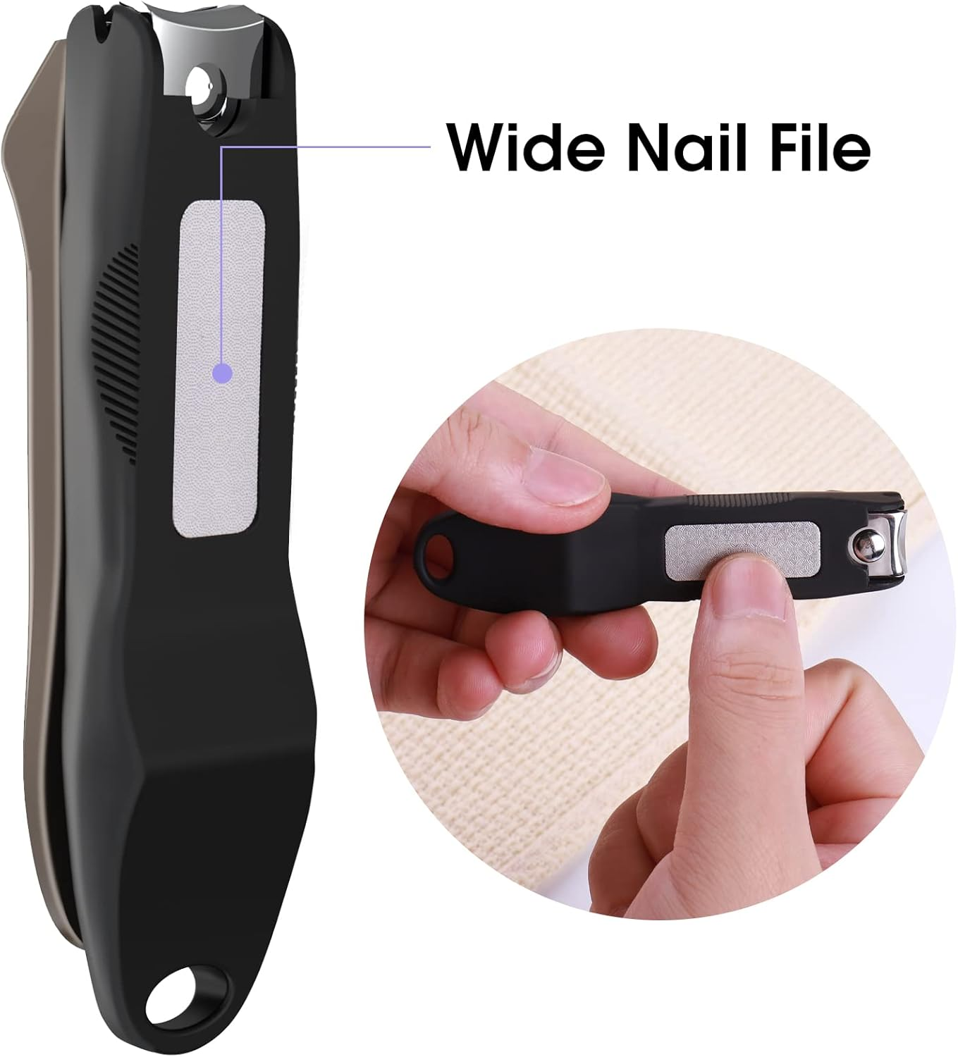 GLAMFIELDS Nail Clipper Set with Catcher and File, Stainless Steel Nail Cutter Fingernail Toenail Clippers Nail Trimmer Set for Men and Women, Packed with Leather Case, Silver image number 4