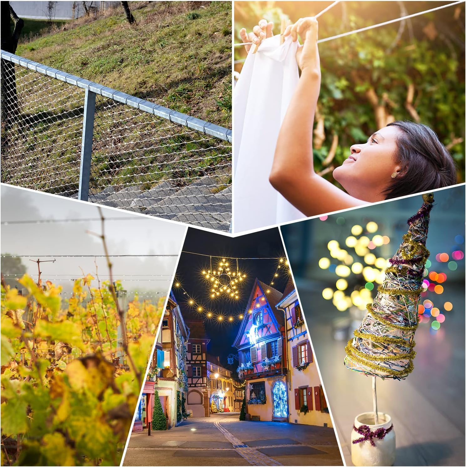 328Ft Wire Rope Crimping Tool Kit, Stainless Steel Wire Rope Cable with Aluminum Crimping Sleeves and Stainless Steel Thimbles for Railing, Decking, Picture Hanging (328Ft) image number 1