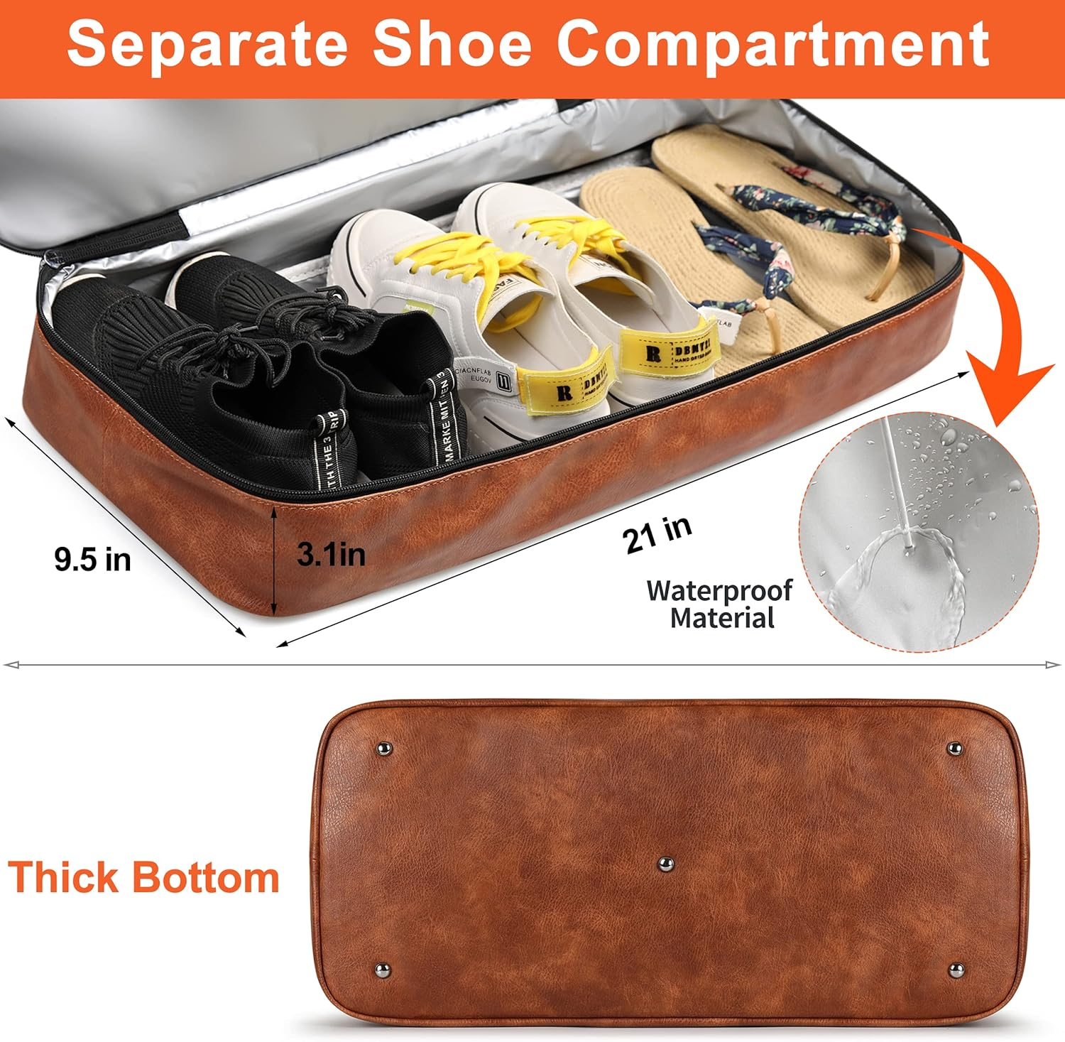 Weekender Bag for Women, 21" Womens Overnight Bag Travel Duffel Bag Set with Shoe Compartment Carry on Bag Fit 21.5" Laptop, Perfect for Travel/Business/Gift - A1-Canvas-Black Strip image number 7