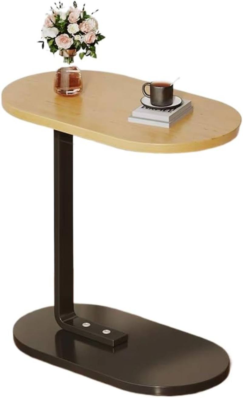 TOMVAES End Table Sofa Side Table Standing Desk Coffee Table with Rigid Steel Pipe C Shaped round Desktop Night Stand for Livingroom, Bedroom (Wood) (Wood) image number 2