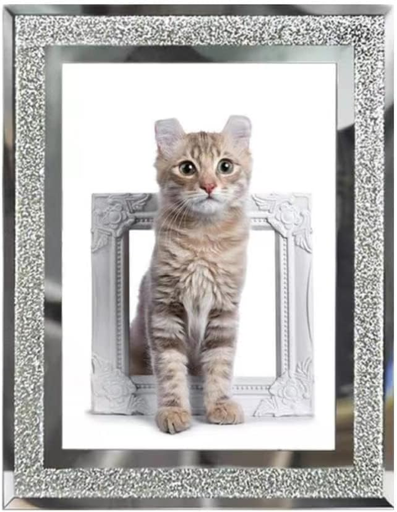 Frames Polished Silver Plate Picture Frame, 4X6 Picture Frames in Silver, Glass and Crystal Photo Frame Ornaments for Tabletop Living Home & Office Decor image number 3