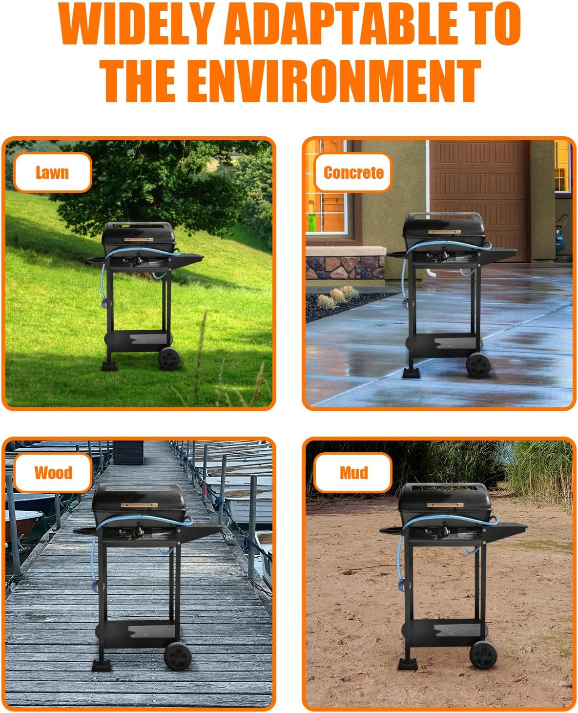 PEUTIER 4Pcs Griddle Leveling Shims Kit for Blackstone, Silicone Grill Levelers for Most Grills Griddle Stand Accessories Keep Grills Level & Stable image number 3