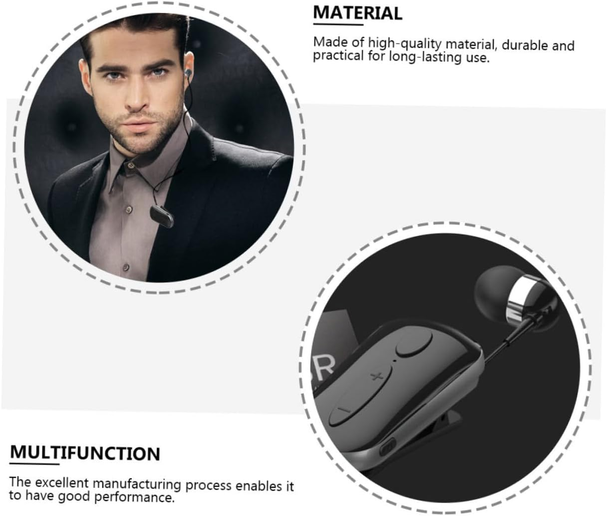 SHOWERORO Wireless Earbud Clip-On Headphone Retractable Sports Headset with Mic for Running Gym Workout Lightweight Sweatproof Earpiece for Active Lifestyle Black image number 6