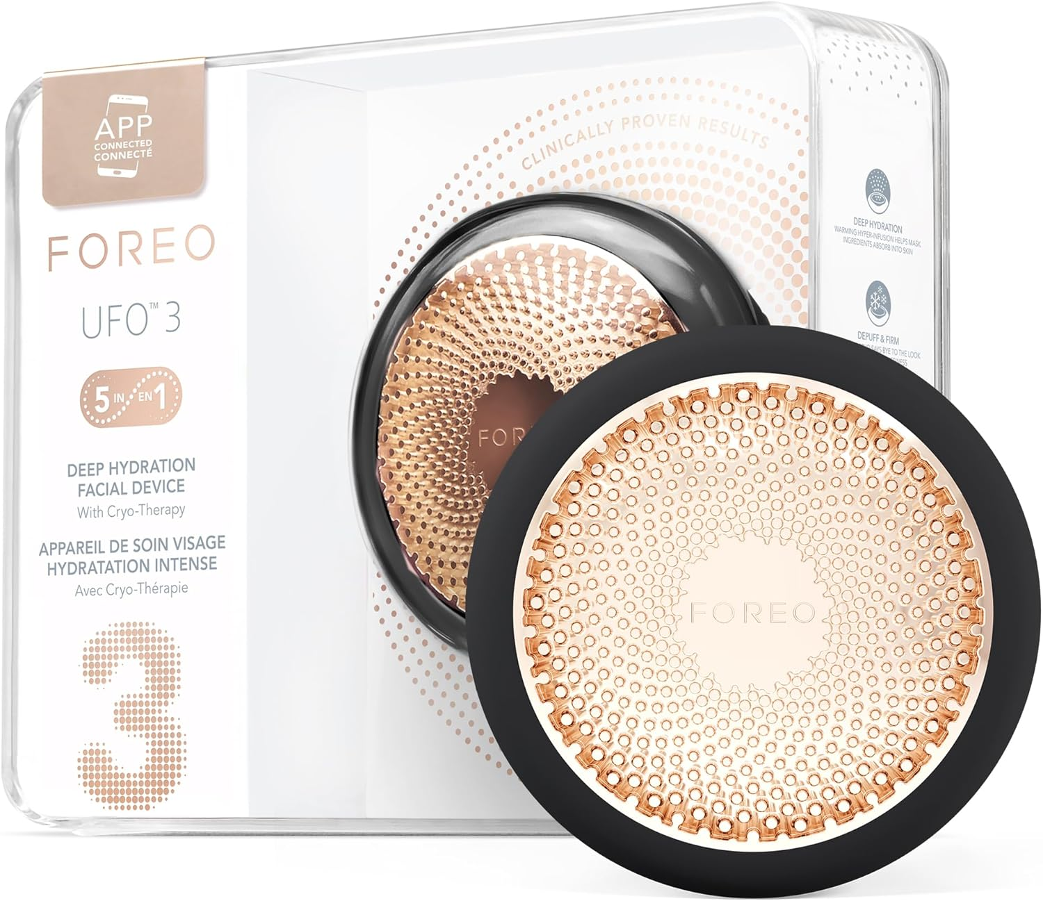 FOREO UFO 3-5-In-1 Full Facial LED Mask Treatment - Deep Moisturiser - Face Mask Beauty - Cryotherapy - Massager - Black image number 5