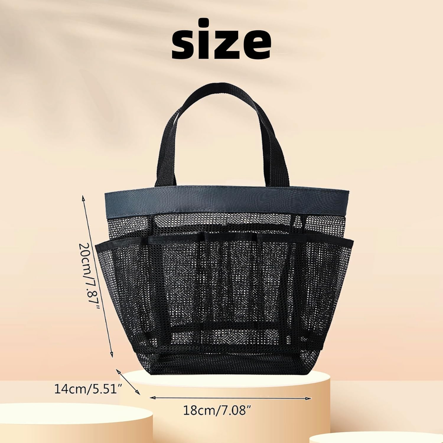 Portable Mesh Shower Bag, Shower Caddy Portable with 8 Pockets, Quick Dry Bathroom Tote with Durable Oxford Handle, Toiletry Storage for Gym, Beach, Travel, SZTTY image number 2