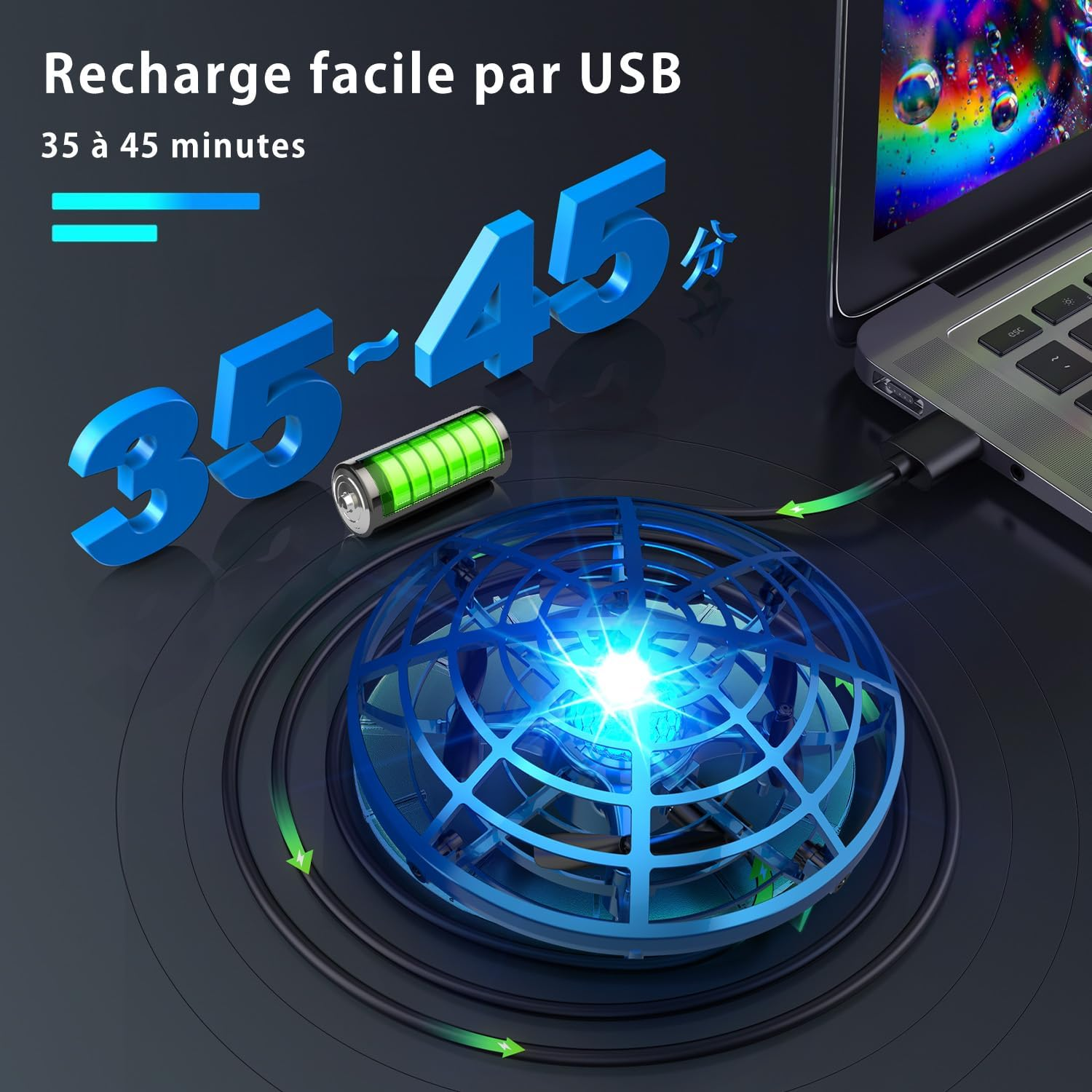 DEERC D12 Mini Drone for Kids, Hand-Controlled UFO Flying Ball with Shining LED Lights,5 Motion Sensors,360&deg; Flips, 2 Speed Modes,Anti-Collision,Indoor UFO Toy Gifts for Boys and Girls image number 4