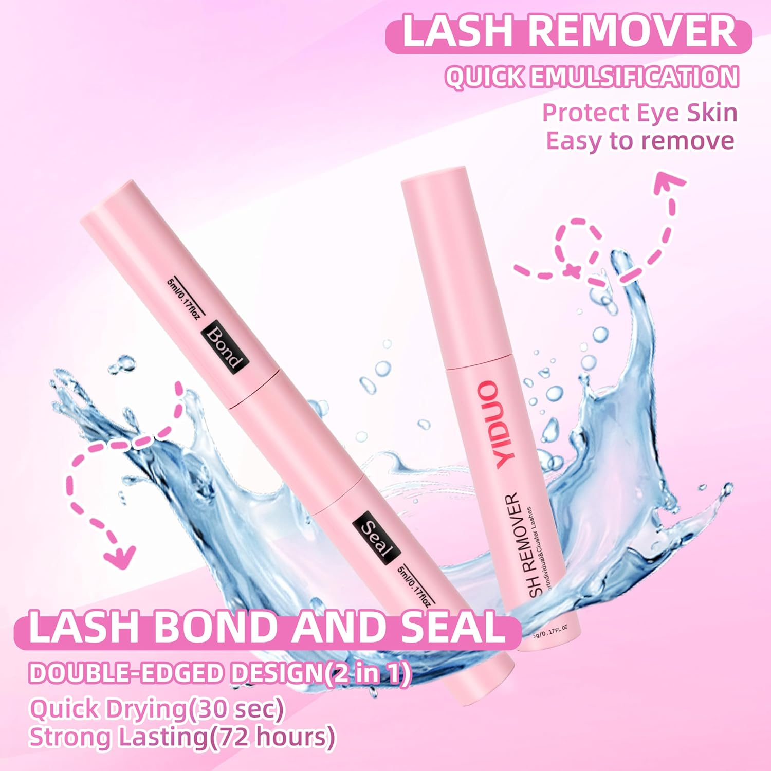 YIDUO Lashes Clusters Kit False Eyelashes Extensions Fluffy D Curl Wispy Individuals Fake Eyelashes, Volume Studio Effect, 255Pcs All-In-1 Pack with Glue |Tweezers |Removers |Eyelash & Eyebrow Brush image number 4