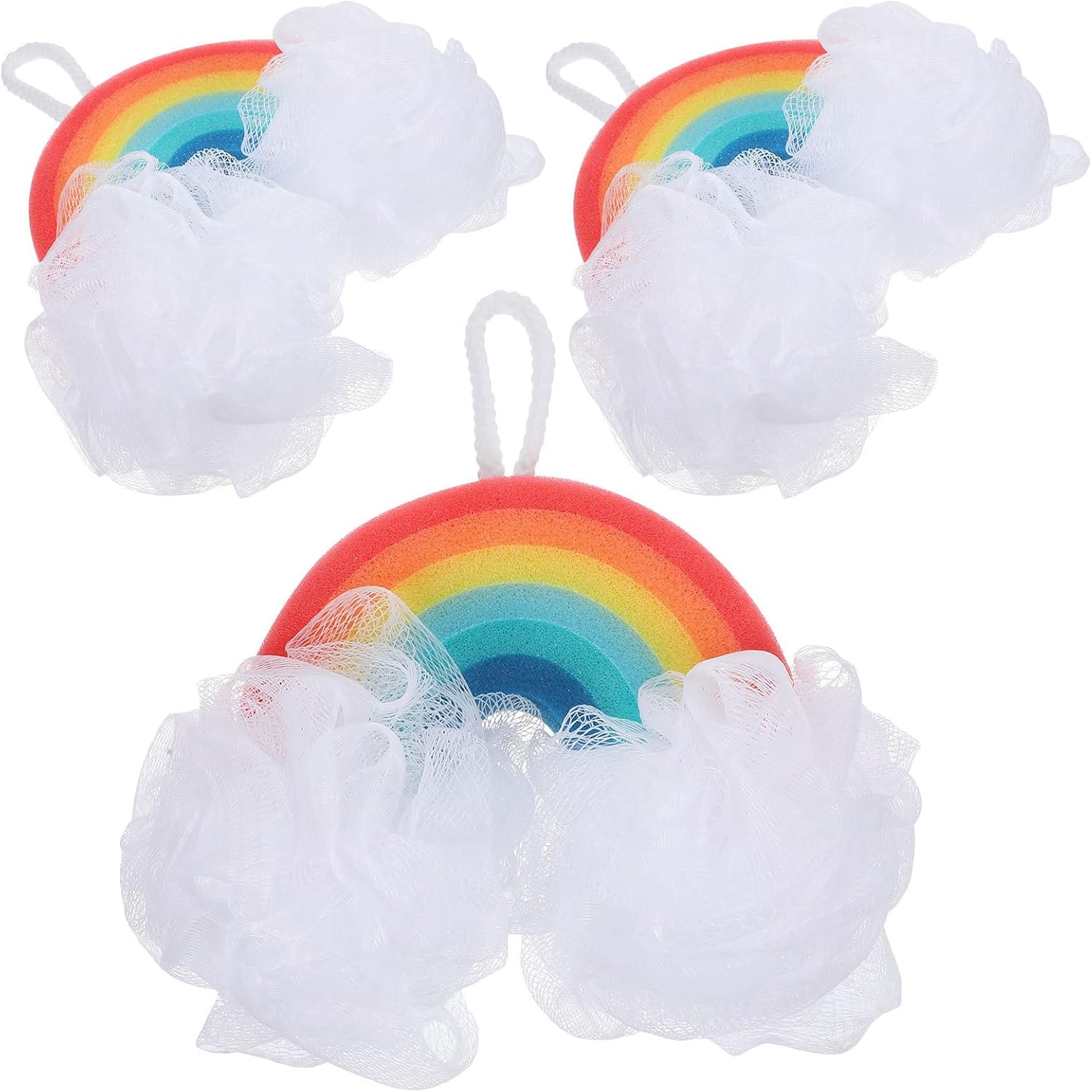 EXCEART 3Pcs Rainbow Bath Sponge Bath Loofahs Kids Baby Shower Sponge Shower Loofah Sponge Exfoliating Loofah Sponge Natural Sponges Kids Bathing Tool Body Pu Sponge Bath Wipe Child image number 5