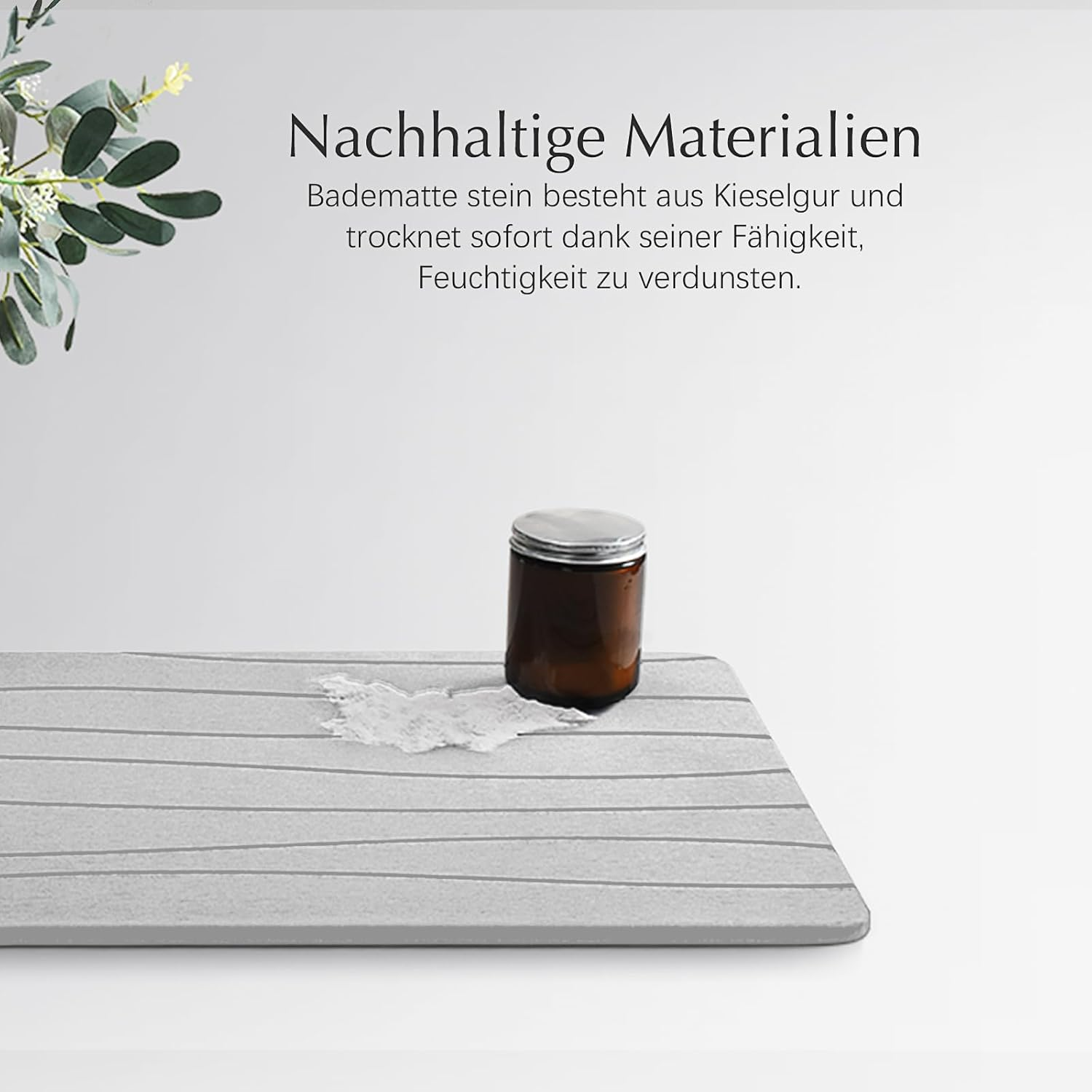 Amilutuo Stone Bath Mat, Non-Slip Absorbent Bath Mat, Fast-Drying Bath Stone Mats for Bathroom, Experience Dagic of Diatomaceous Earth from Nature (Snowy Gray) image number 5