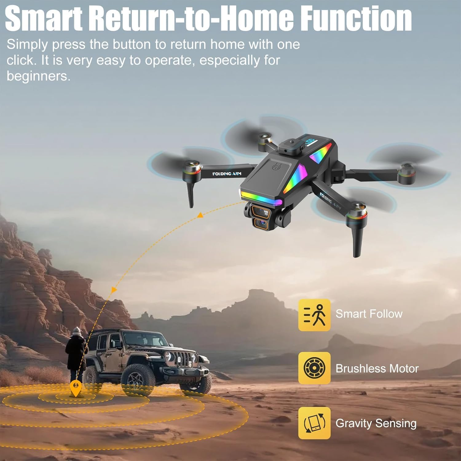 OBEST Drone with Camera 1080P Remote Control with 4.5 Inch Screen,Brushless Motor,90&deg; ESC Camera,Automatic Obstacle Avoidance,20 * 2 Minutes Flight Time Suitable for Kids and Adults,209G