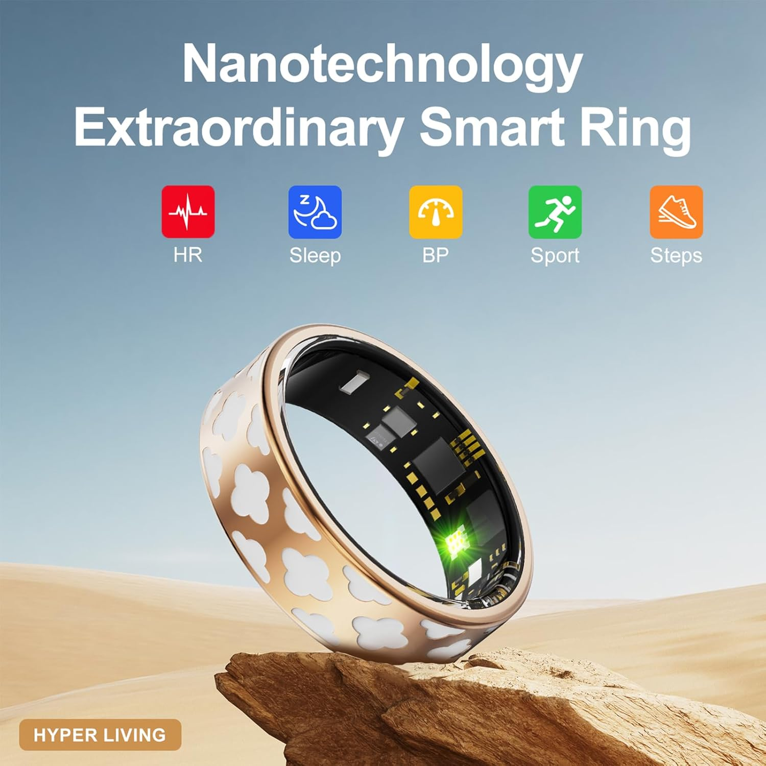 Smart Ring Health Management, Crystal Charging Case, Compatible with Android/Iphone, 8 Sports Modes, 3 Data Measurement Functions, IP68 Waterproof, USB Magnetic Charging (9) image number 5