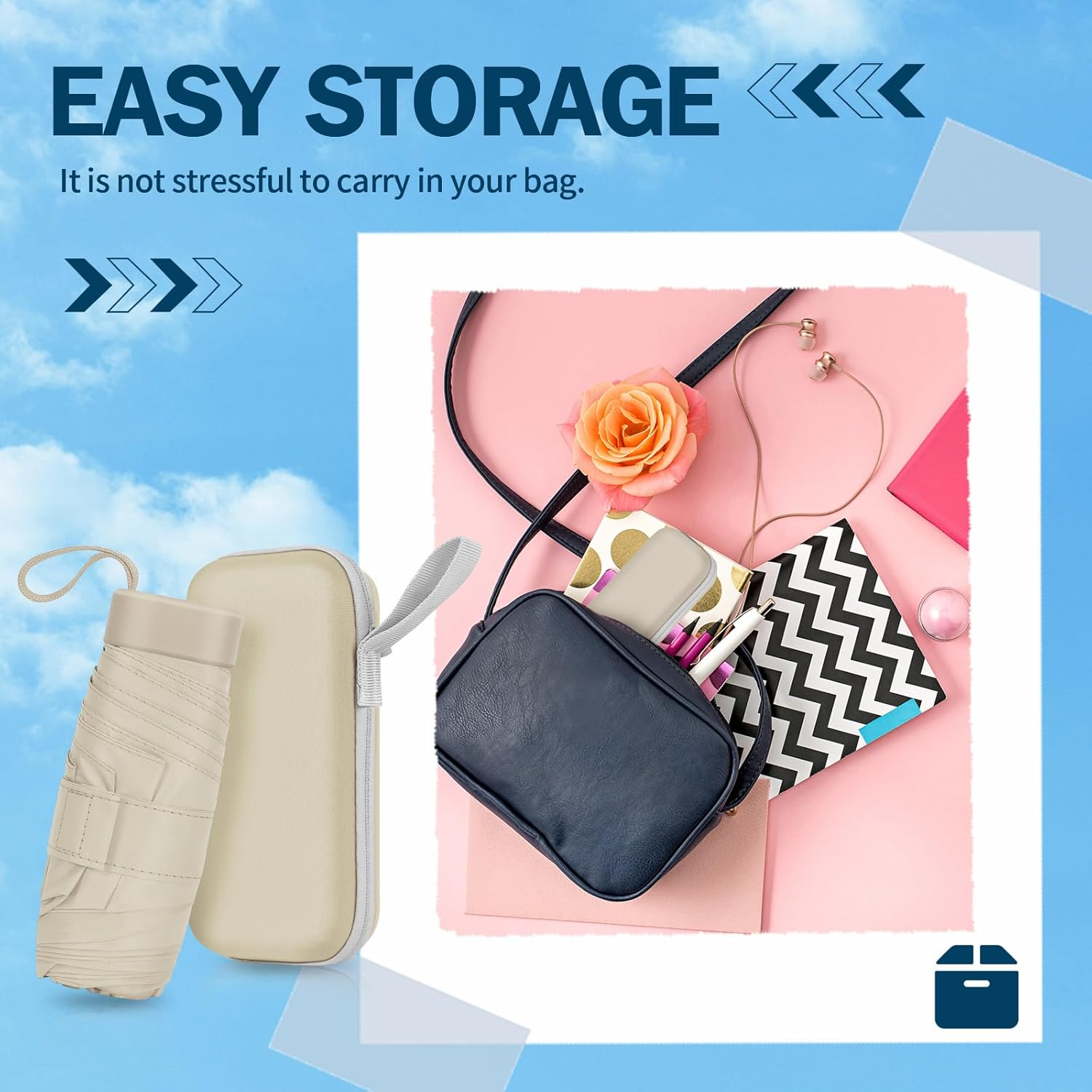 ZOMAKE Mini Travel Umbrella - Compact Folding Umbrells, Lightweight Portable UV Protection with Cute Capsule for Sun and Rain image number 5