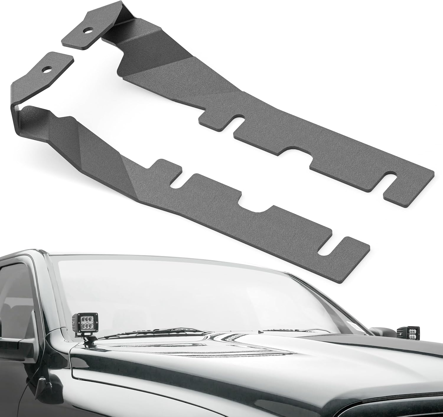 Ditch Light Brackets Hood Hinges Mount Bracket for Auxiliary Offroad LED Pod Work Lighting Compatible with 2009-2018 Dodge RAM 1500, 2019-2024 RAM1500 Classic, 2010-2018 RAM 2500 3500 (Black) image number 3