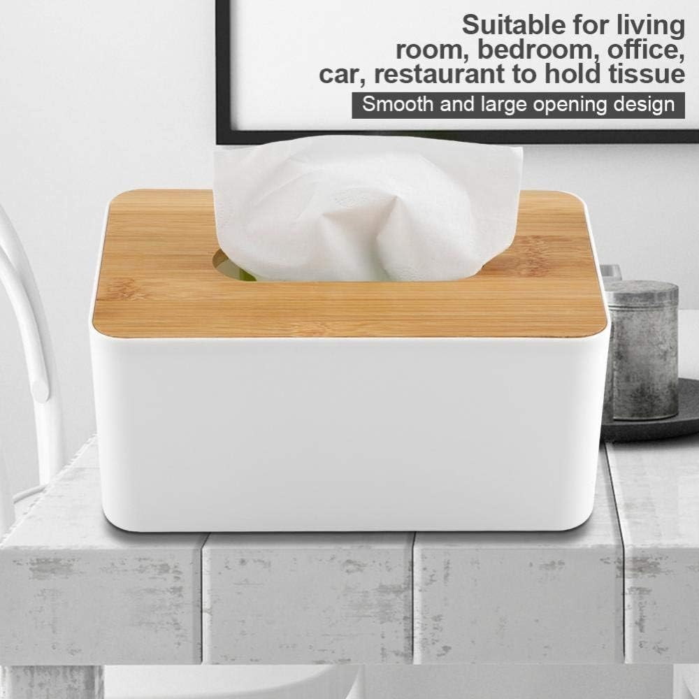 Napkin Case, Removable Bamboo/Wood Cover Plastic Tissue Box Holder Storage Organizer for Home Car Office(Square) image number 4