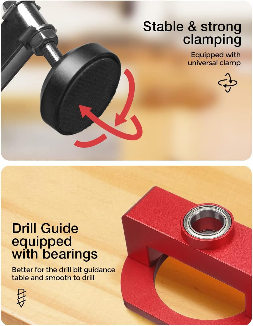 VEIKO 35MM Hinge Boring Hole Drill Guide Locator Jig Clamp Woodworking Tool Kit image number 1