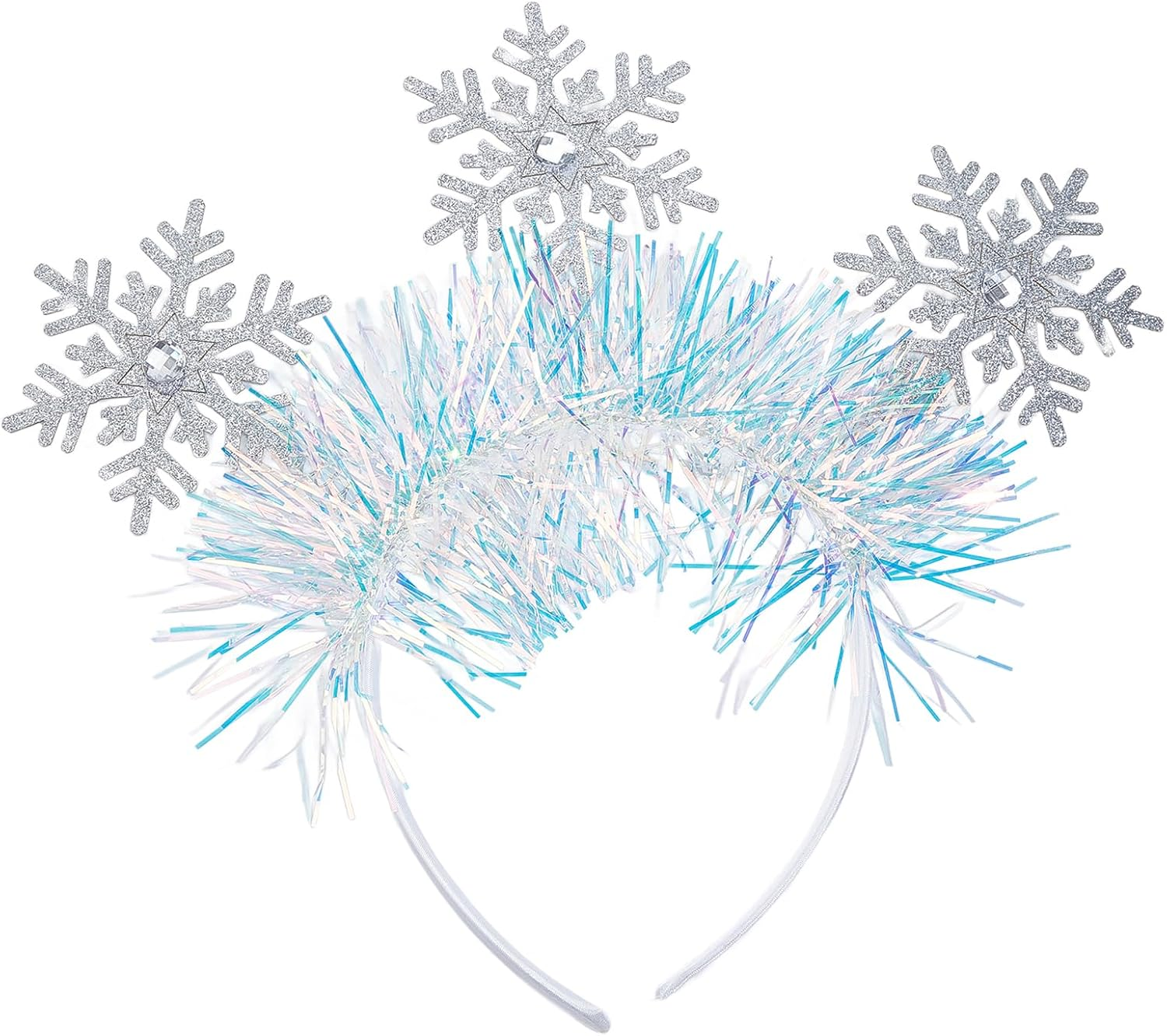 NICENEEDED Christmas Headbands, Glittering Snowflakes Headpiece with Rhinestones for Women, Halloween, Party, Cosplay, Costume Decorations for Adults image number 5