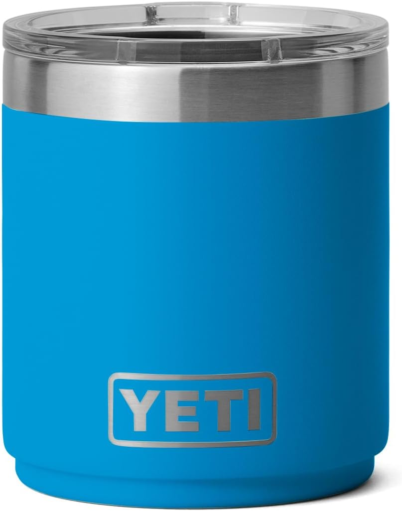 YETI Rambler 10 Oz Stackable Lowball 2.0, Vacuum Insulated, Stainless Steel with Magslider Lid, Big Sky Blue