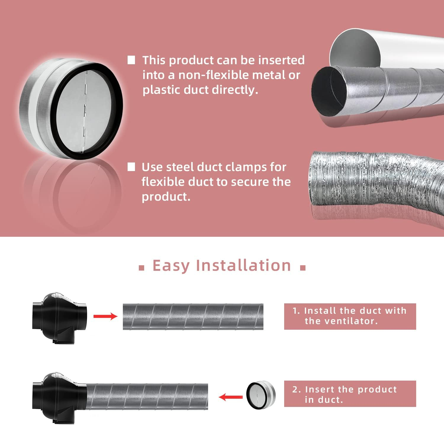 Wecooper 150Mm - 6 Inch Connector with Backdraught Shutter, Non-Return Damper Flap to Connect Duct Pipe or Flexible Hose Pipe