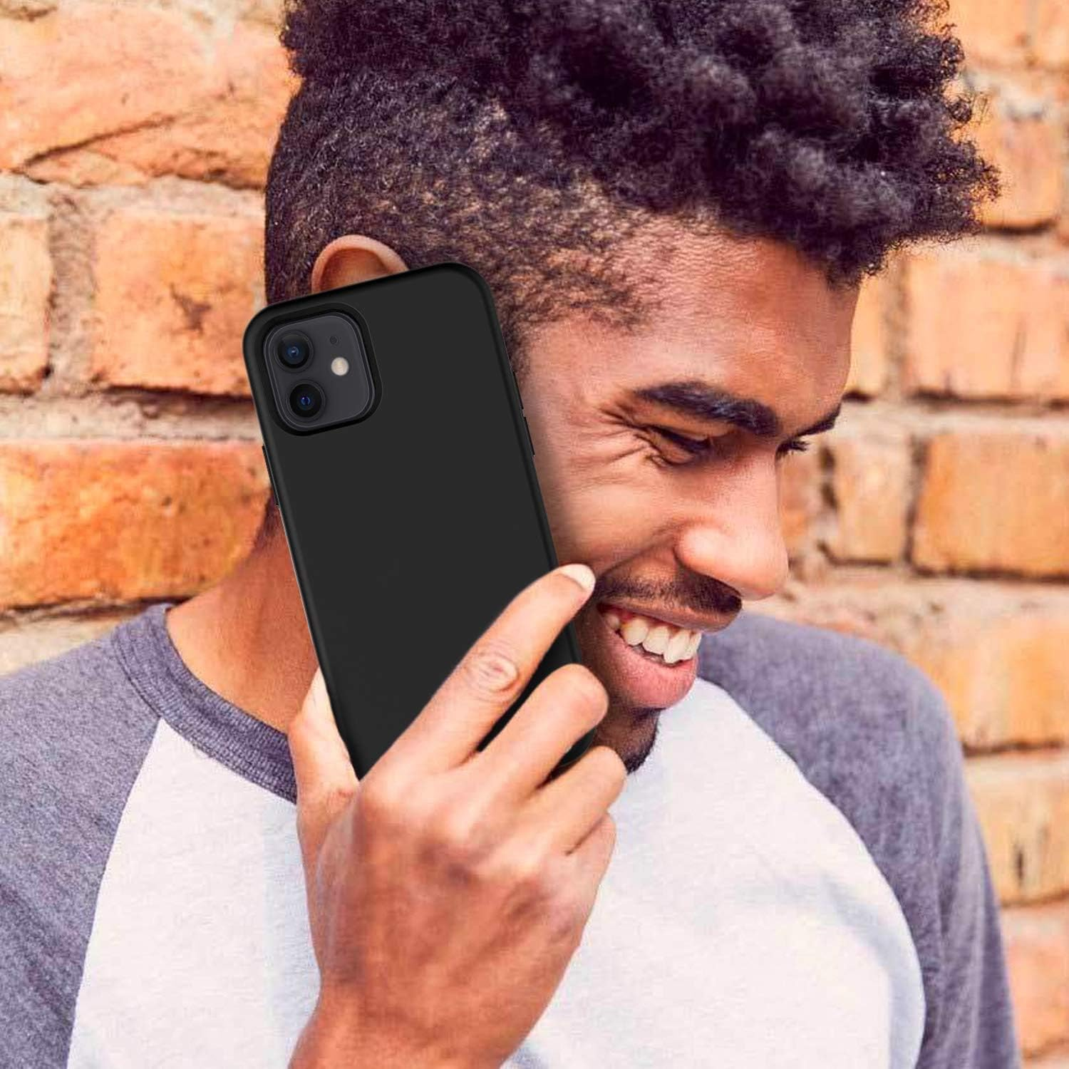 ZUSLAB Nano Silicone Case for Iphone 12 Mini 5.4" Shockproof Gel Rubber Bumper Protective Cover - Black - Cobalt Blue image number 4