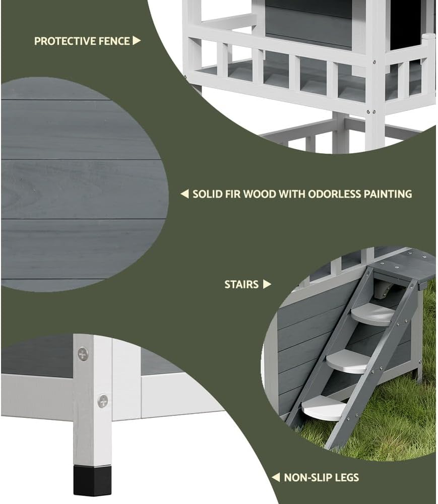 Pet Cat House Outdoor Shelter 72X72X127Cm Rabbit Hutch Wooden Condo