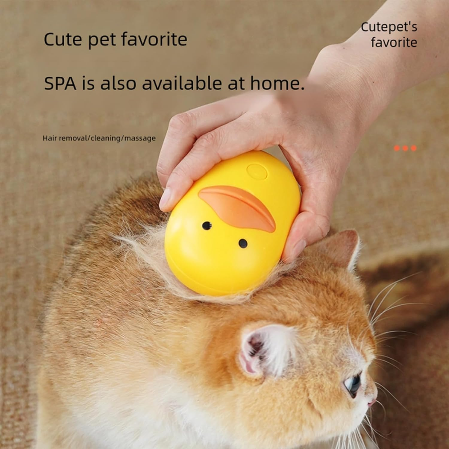 Cat Steam Brush - 3 in 1 Grooming, Spray, Massage Hair Removal Comb for Tangled and Loose Hair - Rechargeable Silicone Pet Steam Brush for Cats Dogs (Yellow) - White image number 3