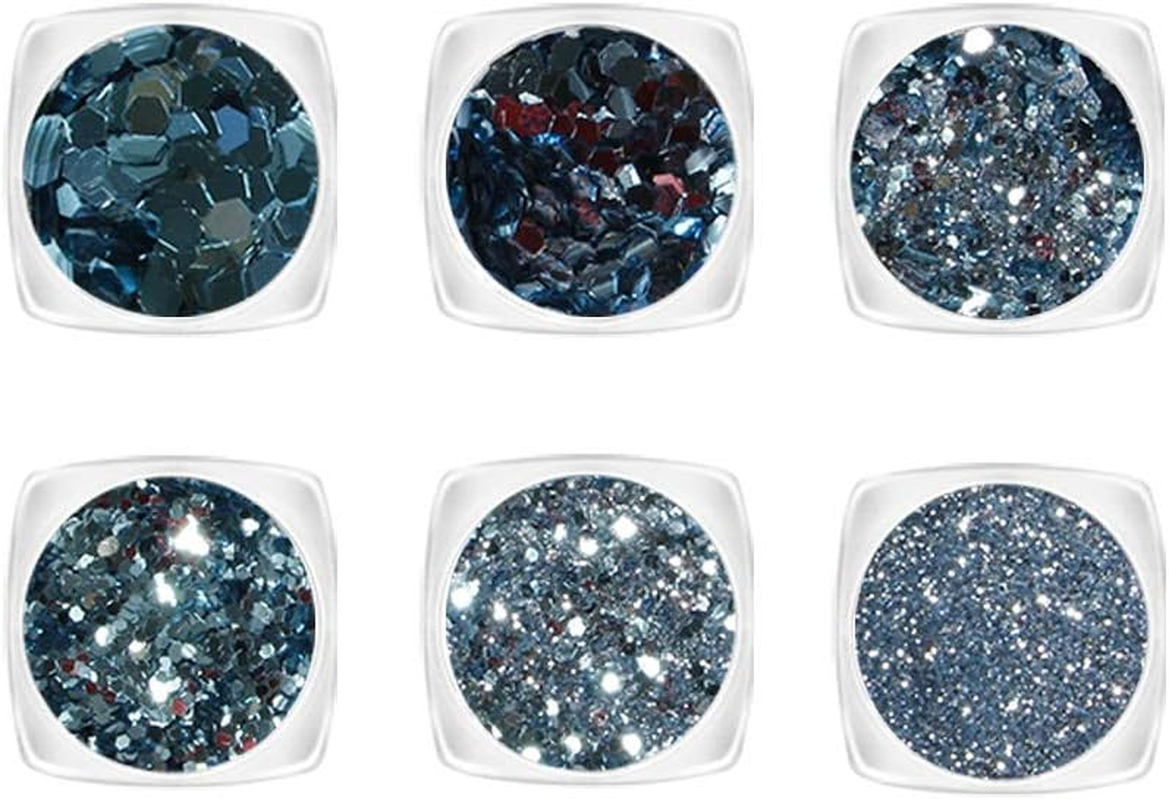 YOFASEN Pack of 6 Chunky Glitter Face Glitter - Nail Art Accessories Glitter Crafts Sequins Mixed Set Cheeks Lips Makeup DIY Decor Sequins, Blue 1 image number 1