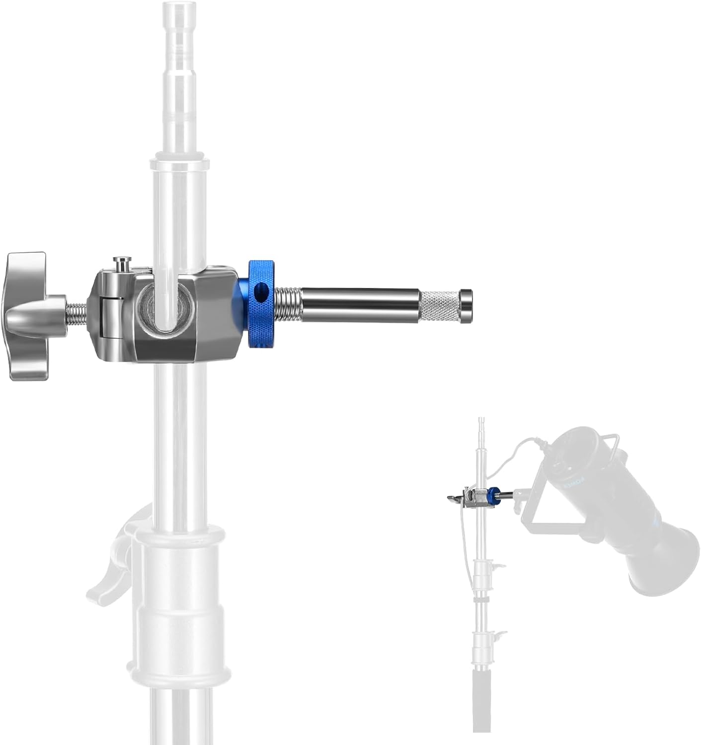 NEEWER 3 Way Clamp with 4.1In/105Mm 5/8" Baby Pin Stud for 1"-1.4"/25-35Mm Tube C Stand Boom Arm Grip Arm Photography Light Stand, Stainless Steel for LED Video Light Flash, Max Load 22Lb/10Kg, UA045 image number 3