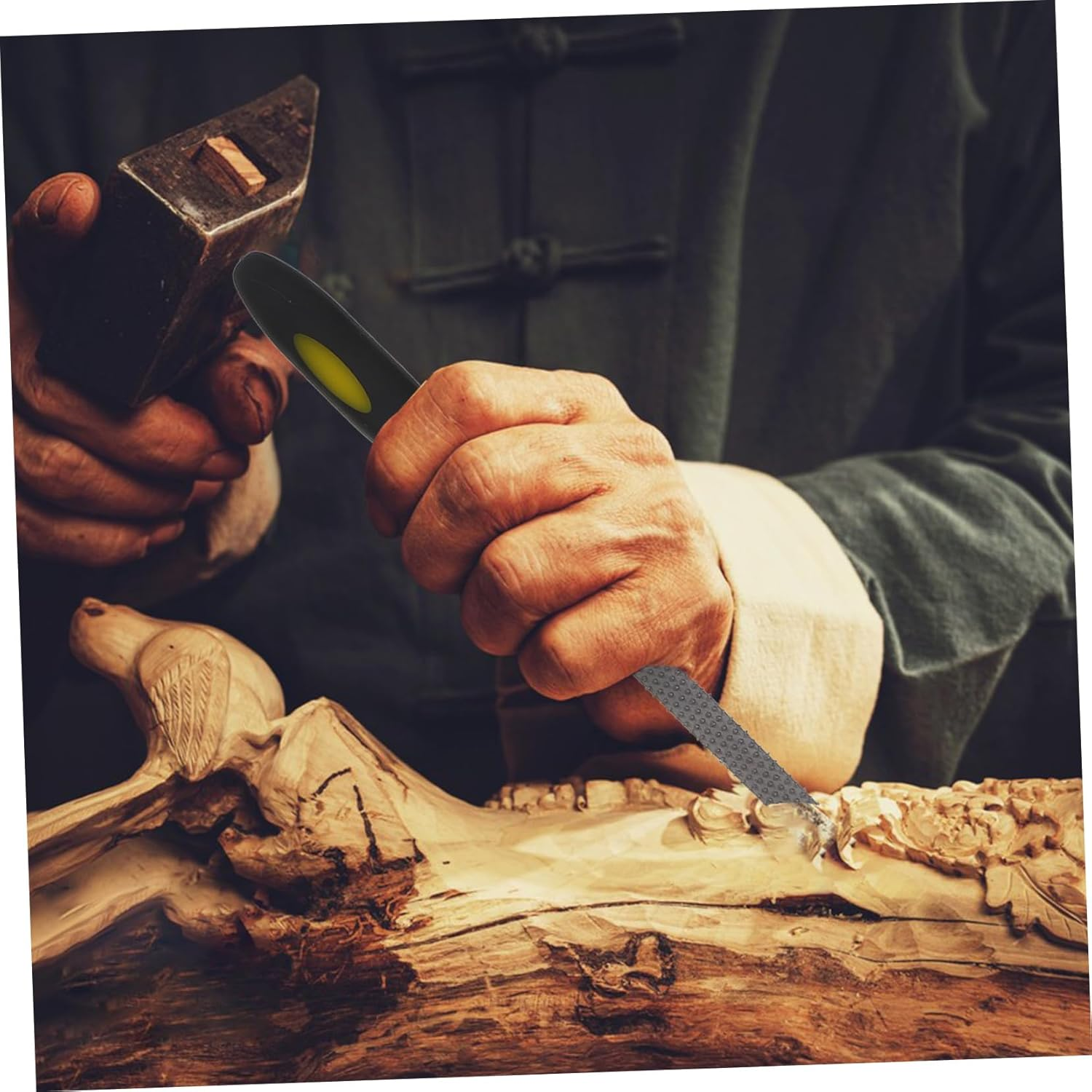 Tofficu 6Pcs Hand File Tool Set for Woodworking Mini Rasp Files Skid-Resistant Handles for Precise Wood Shaping image number 6