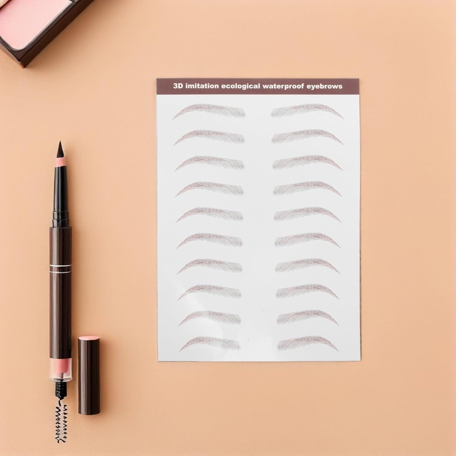 Gogogmee 3 Sheets Waterproof 3D False Eyebrows Stickers Self-Adhesive Hair-Like Eyebrow Transfers for Women Temporary Grooming Decals Brown - Light Brown image number 6