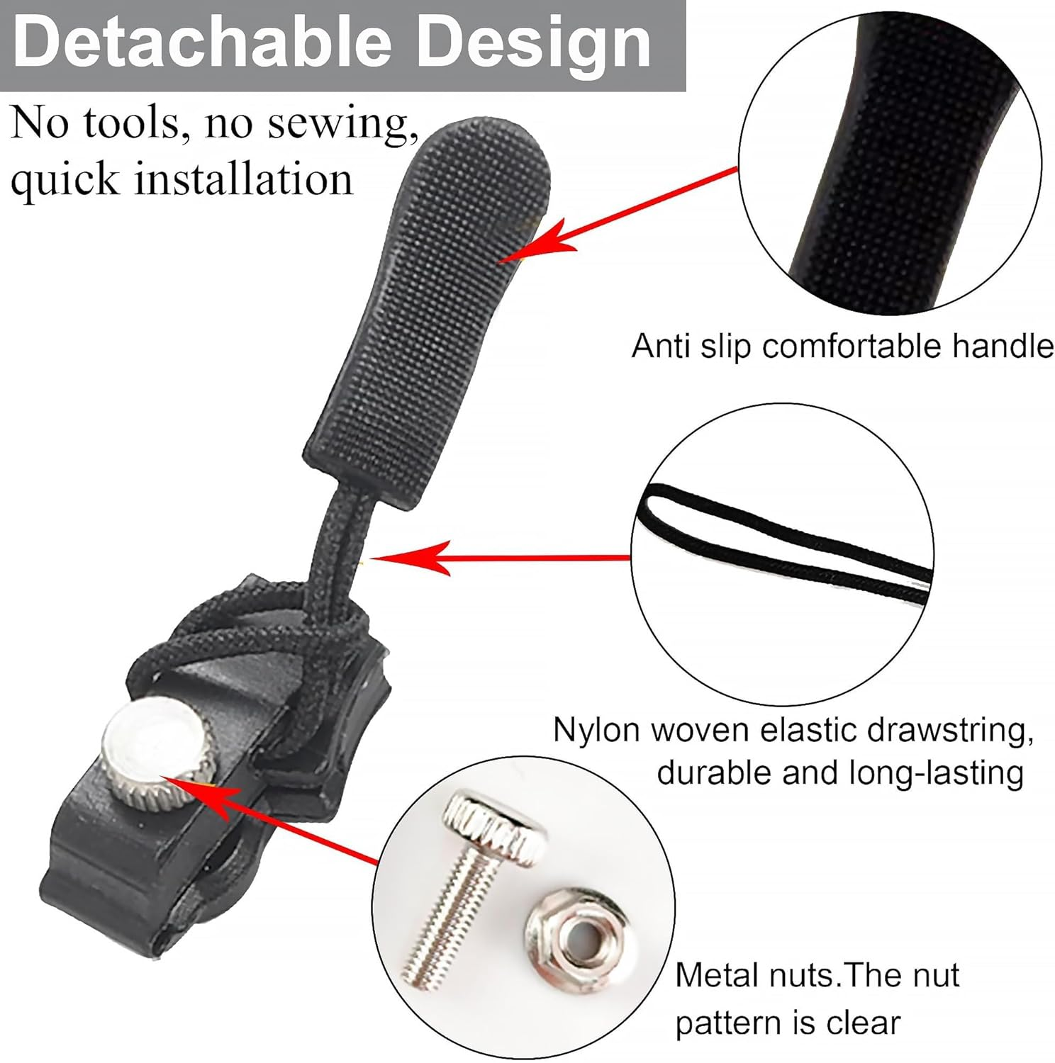 Faleior Zipper Repair Kit - 15Pcs Universal Zipper Fix Replacement with 3 Sizes (S/M/L), Heavy-Duty Stainless Steel Sliders for Jackets, Bags, Luggage & Backpacks image number 2