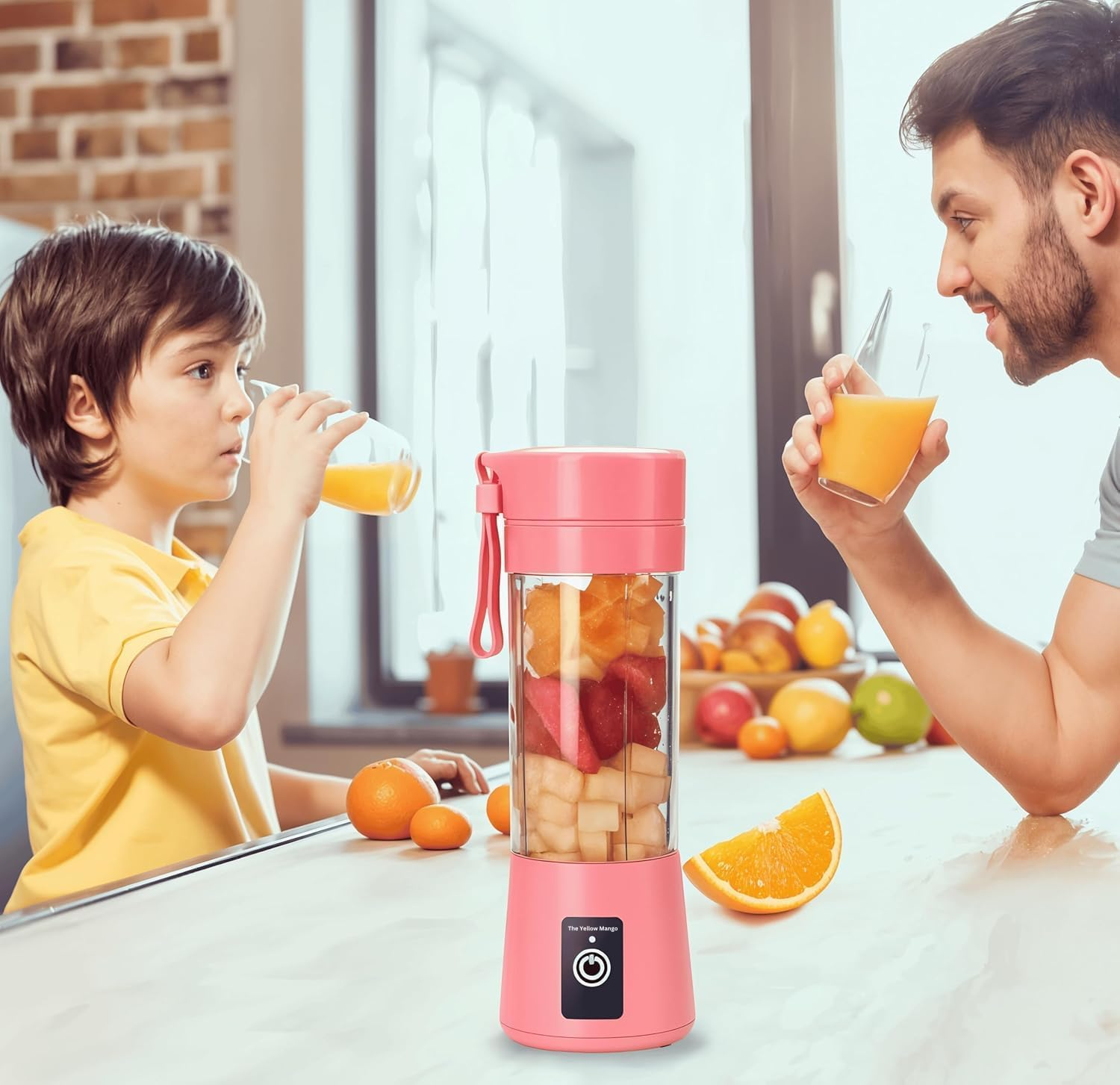 Portable Blender Cup, Electric USB Mini Juicer Blender for Shakes and Smoothies, 380Ml, 6 Stainless Steel Blades, Rechargeable, Lightweight, Black, Ideal for Travel & Gym (Pink) image number 1