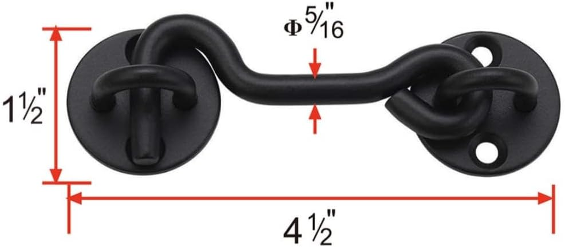 FACAICAI 4" Black Privacy Hook and Eye Latch Easy Lock for Barn Door (2 Black) image number 3