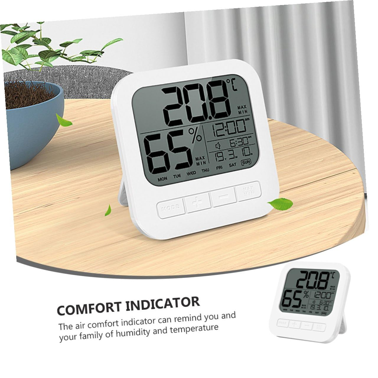 Digital Indoor Hygrometer Thermometer with LCD Display Low Power Consumption Temperature Humidity Monitor for Home Office Wall-Mount and Stand Options Records Daily Data image number 5