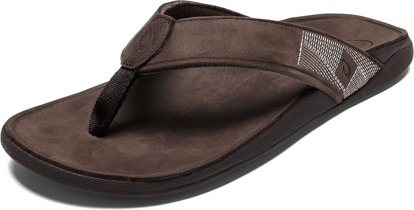OLUKAI Tuahine Men'S Beach Sandals, Quick Dry Flip-Flop Slides, Waterproof Full-Grain Leather & Wet Grip Soles, Soft Comfort Fit & Arch Support