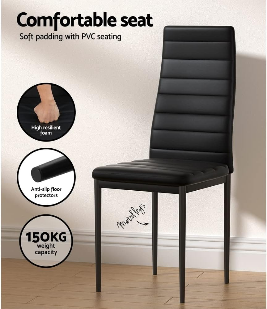 Artiss Dining Table and Chair Set of 5 Black Tables Chairs Setting Desk Nursing Seats Reading Seating Home Living Room Bedroom Kitchen Cafe Outdoor Indoor Furniture MDF Tabletop 4X 45Cm Height Seat image number 5