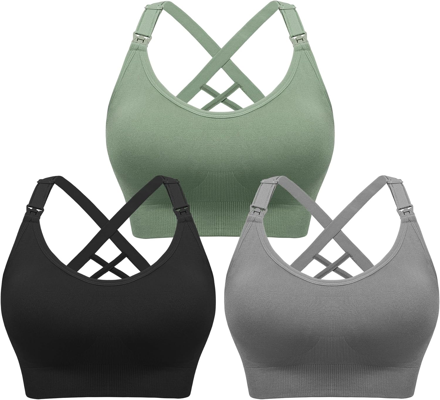 Angelhood Nursing Bras for Breastfeeding, Seamless Nursing Sports Bra Low-Impact Support Yoga Maternity Bras for Pregnancy