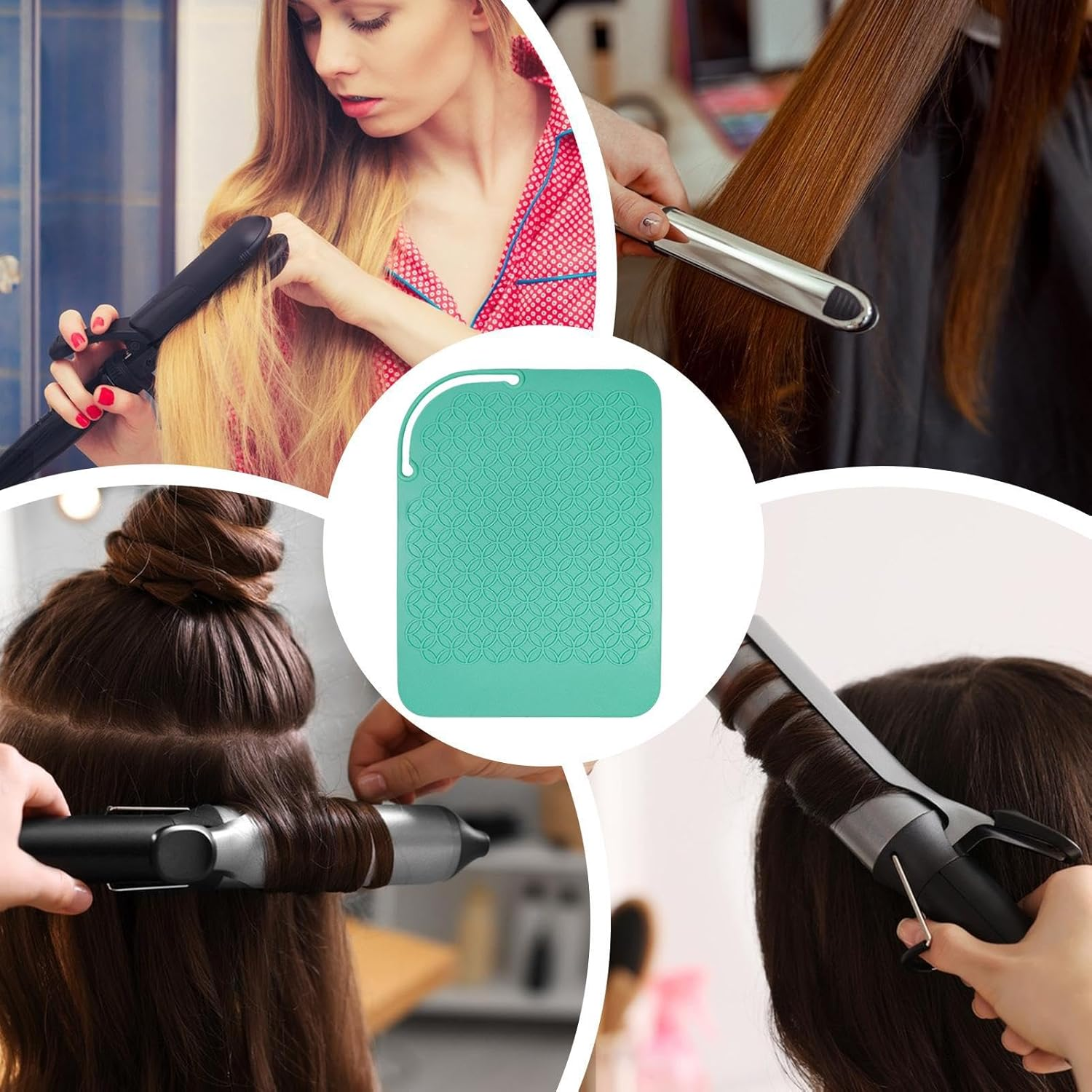 CARRORABI Flat Iron Mat Heat Resistant,Silicone Heat Resistant Mat for Hair Tool | Hair Curler Protective Mats Non-Slip Hairdressing Accessories for Curling Iron Hair Straightener Hot Tools image number 5