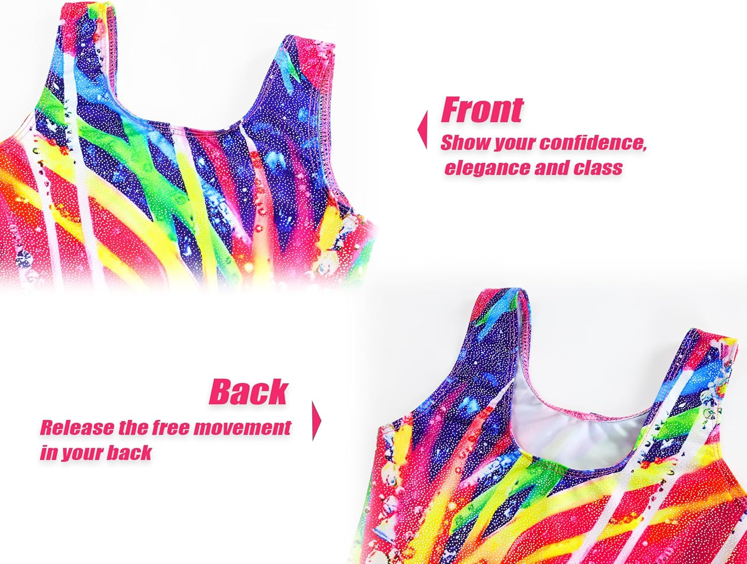 Jinhiteam Girls Gymnastics Leotards Size 2-9 Years Old Multicolor Sleeveless Little Kids Bodysuits Tumbling Outfit image number 4
