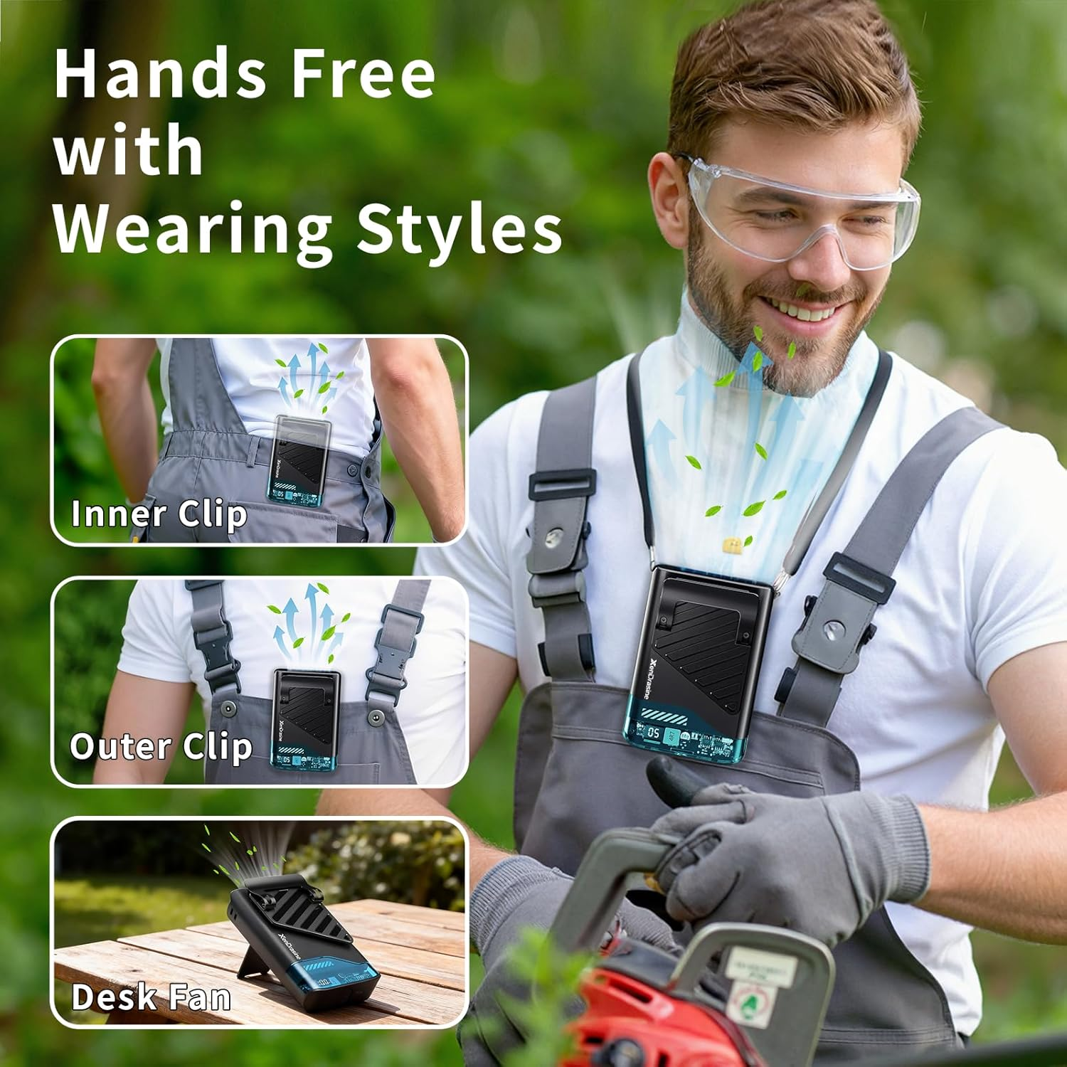 2026 Portable Waist Fan, 10000RPM, 5 Speed, 40H Runtime Belt Clip Fan, Slim and Lightweight Wearable Fan with LED Display, Personal Hands-Free Waist Fan for Outdoor Jobsite Camping Travel, Black image number 3