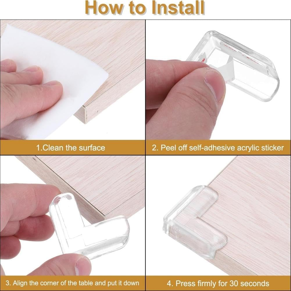 Corner Protectors, Clear and Transparent Corner Bumper Edge Cushion for Furniture, Table, Cabinet Sharp Corner Edge (12 Pack)