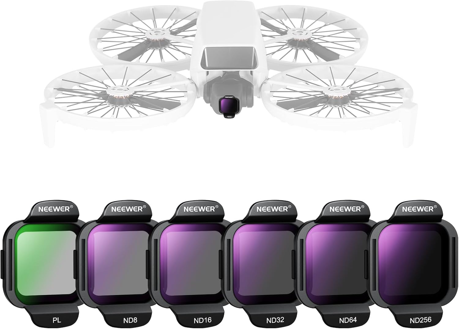 NEEWER ND Filter Set Compatible with DJI Flip Drone (6 Pack), ND8 ND16 ND32 ND64 ND256 CPL Snap on Multicoated HD Optical Glass Neutral Density Circular Polarizing Lens Filter Accessories Kit, FL-N48 image number 6