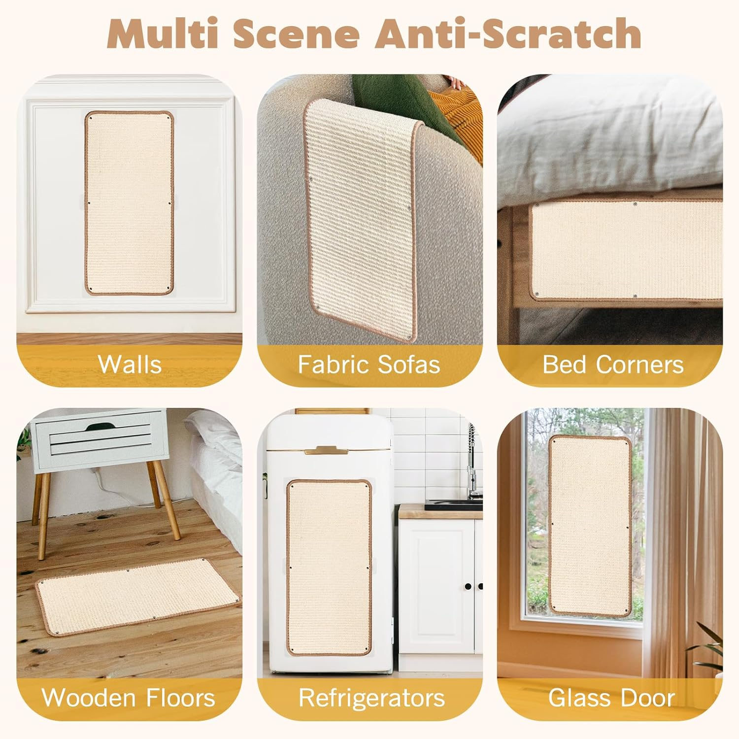 VABNEER 60 X 30 Cm Cat Scratching Board Wall Sofa, 1 Piece Sisal Cat Scratching Mat for Furniture Protection image number 3