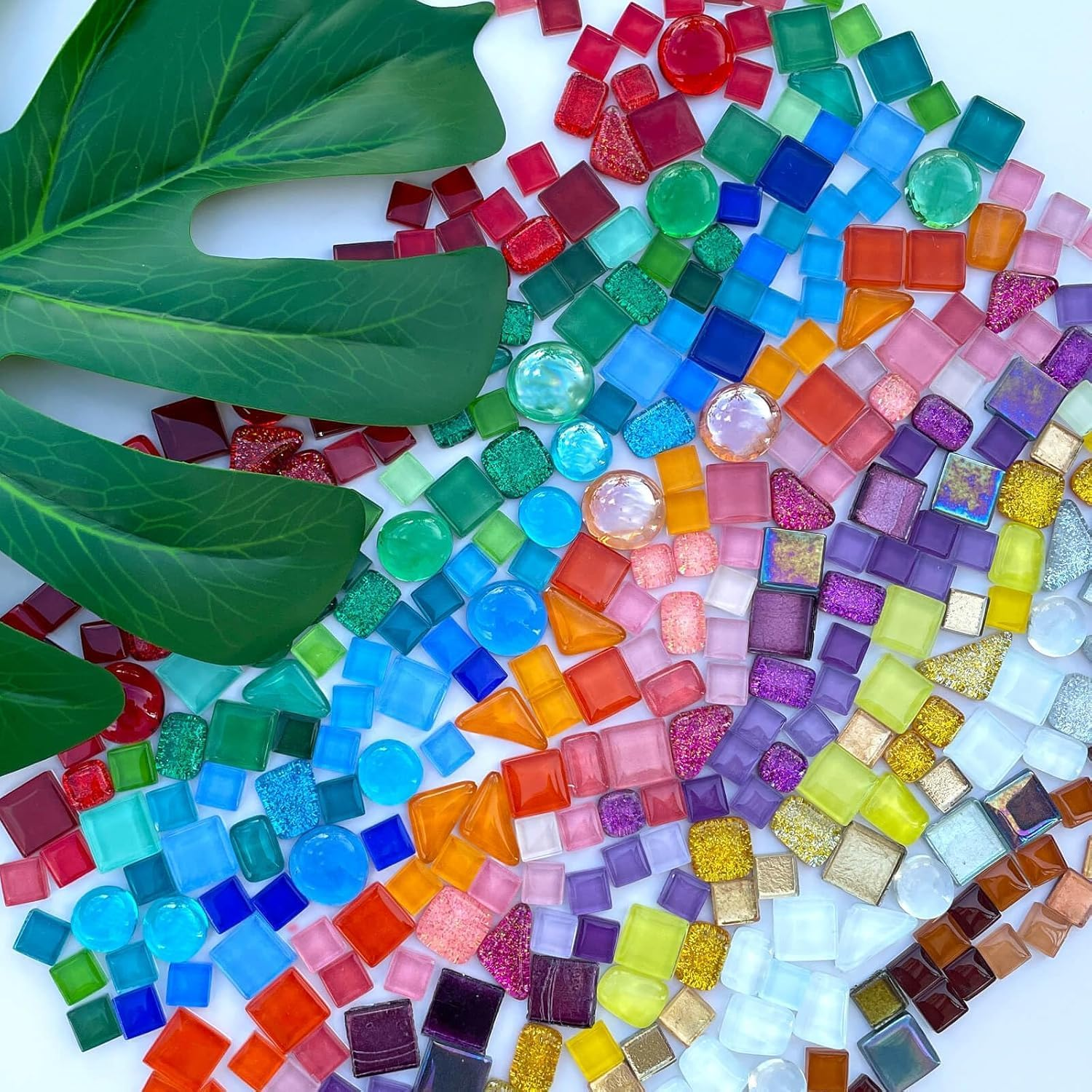 Yunking 1.1LB Assorted Colors Irregular Crystal Glass Mosaic Tiles - Perfect for Art Crafts, Mosaic Making Projects, Home Decor, and More image number 3