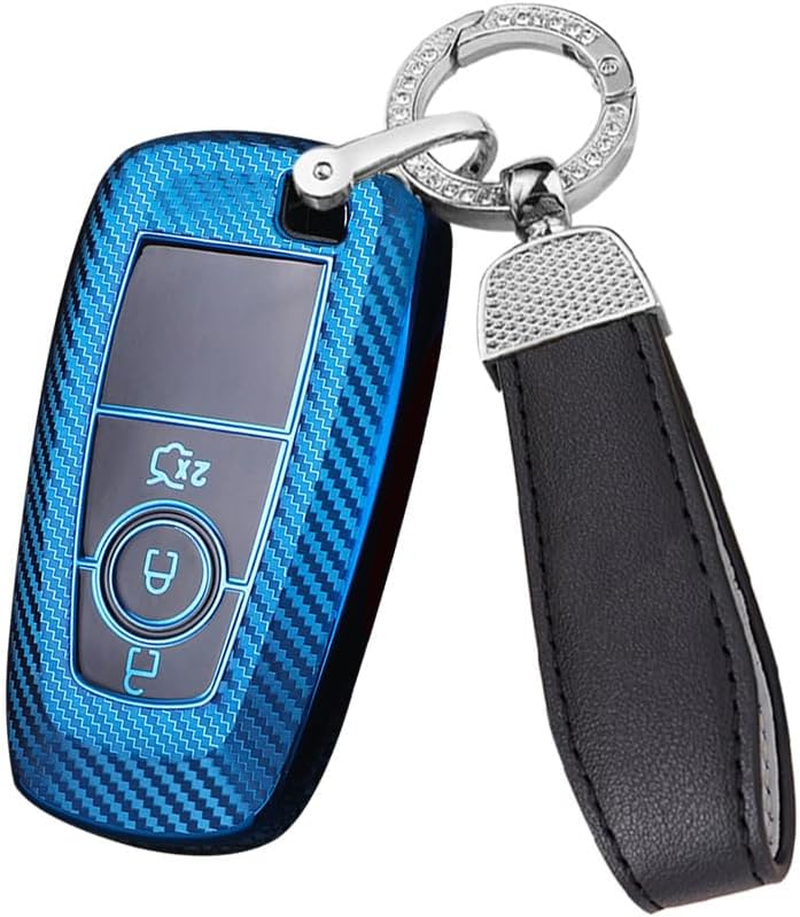 Ontto TPU Car Key Fob Cover Case Fit for Ford Focus Edge Explorer Fusion Mondeo Mustang Raptor Ecosport Ranger F150 F250 F350 Remote Key Shell Holder Bag Keychain Keyring Accessories 4 Buttons Red