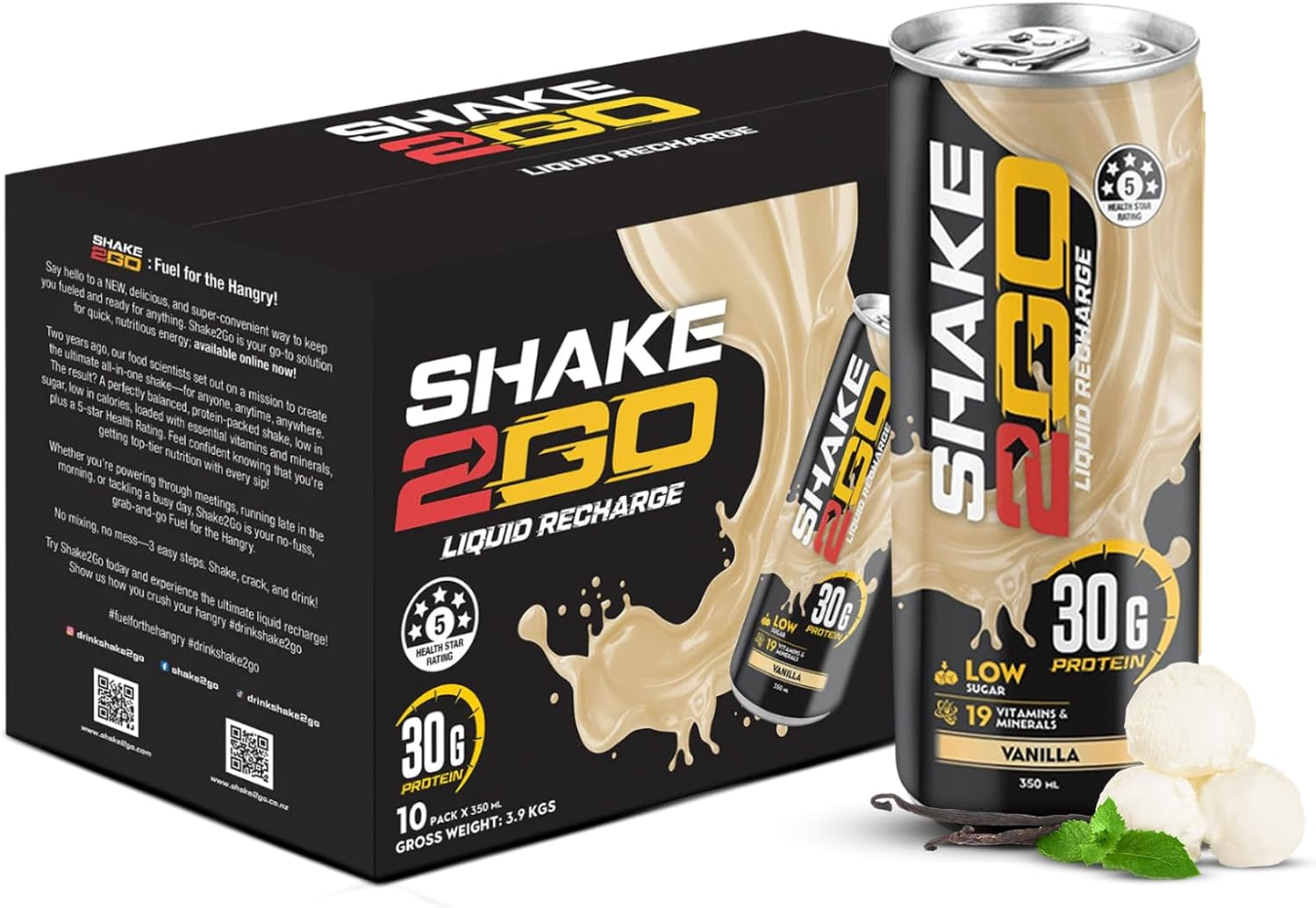 Optislim Shake2Go Ready-To-Drink Protein Shake, 30G Collagen Protein, Low Sugar, 19 Vitamins & Minerals, Healthy Energy Meal Replacement Sports Nutrition Drink (Pack of 10, Vanilla) image number 4