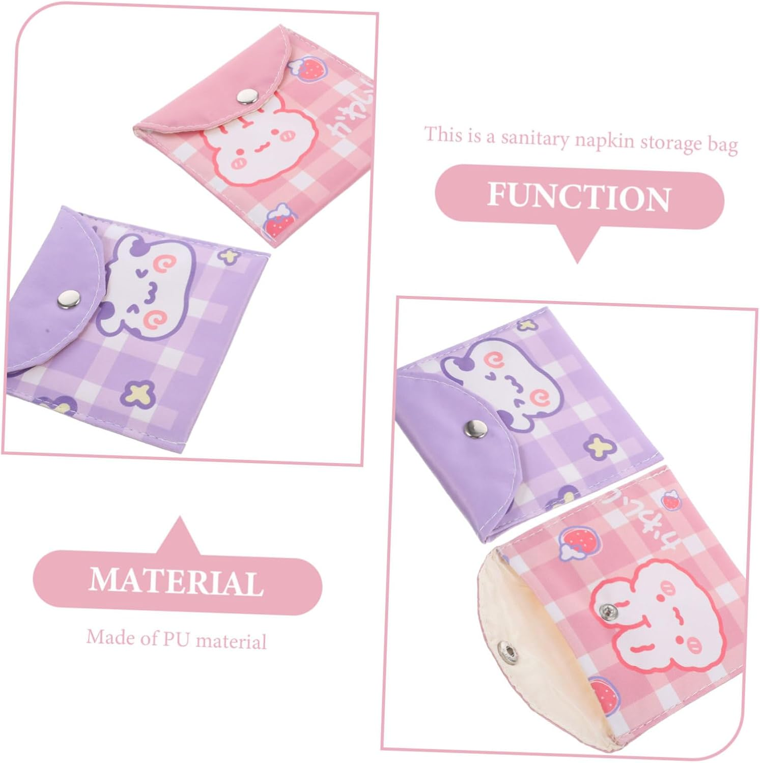 Sanitary Napkin Storage Bag 2Pcs Large Capacity Portable Period Pouch Travel Sanitary Pad Holder Girls Menstrual Pad Container for Daily Use image number 5