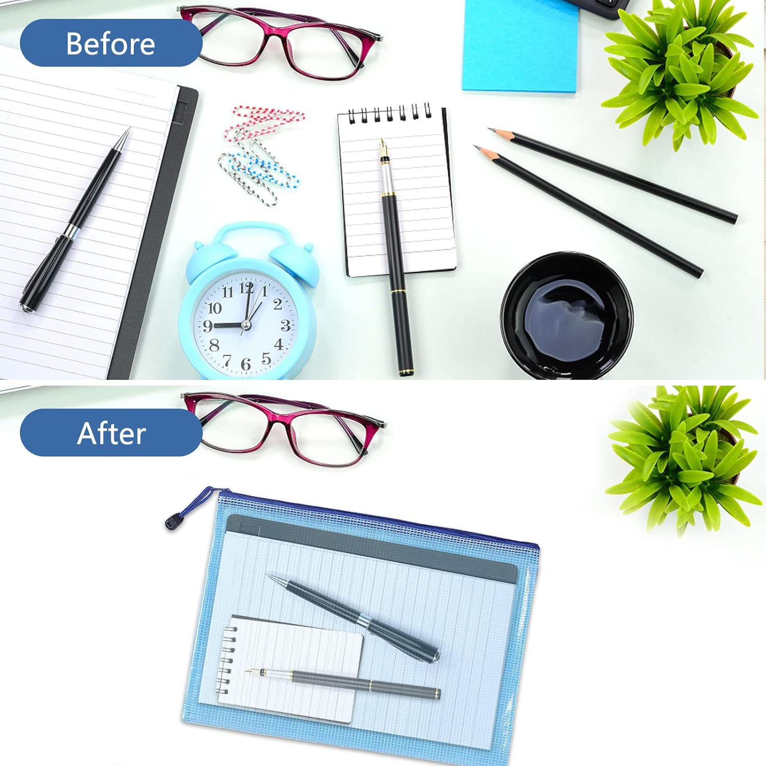 SAYEEC 6 Pack Mesh Zipper Pouch, A4 Letter Size Plastic Zipper Bags for Organizing, Waterproof Zip File Folders Document Storage Bags for Travel School Office Home Supplies Organization (6 Colors) image number 1